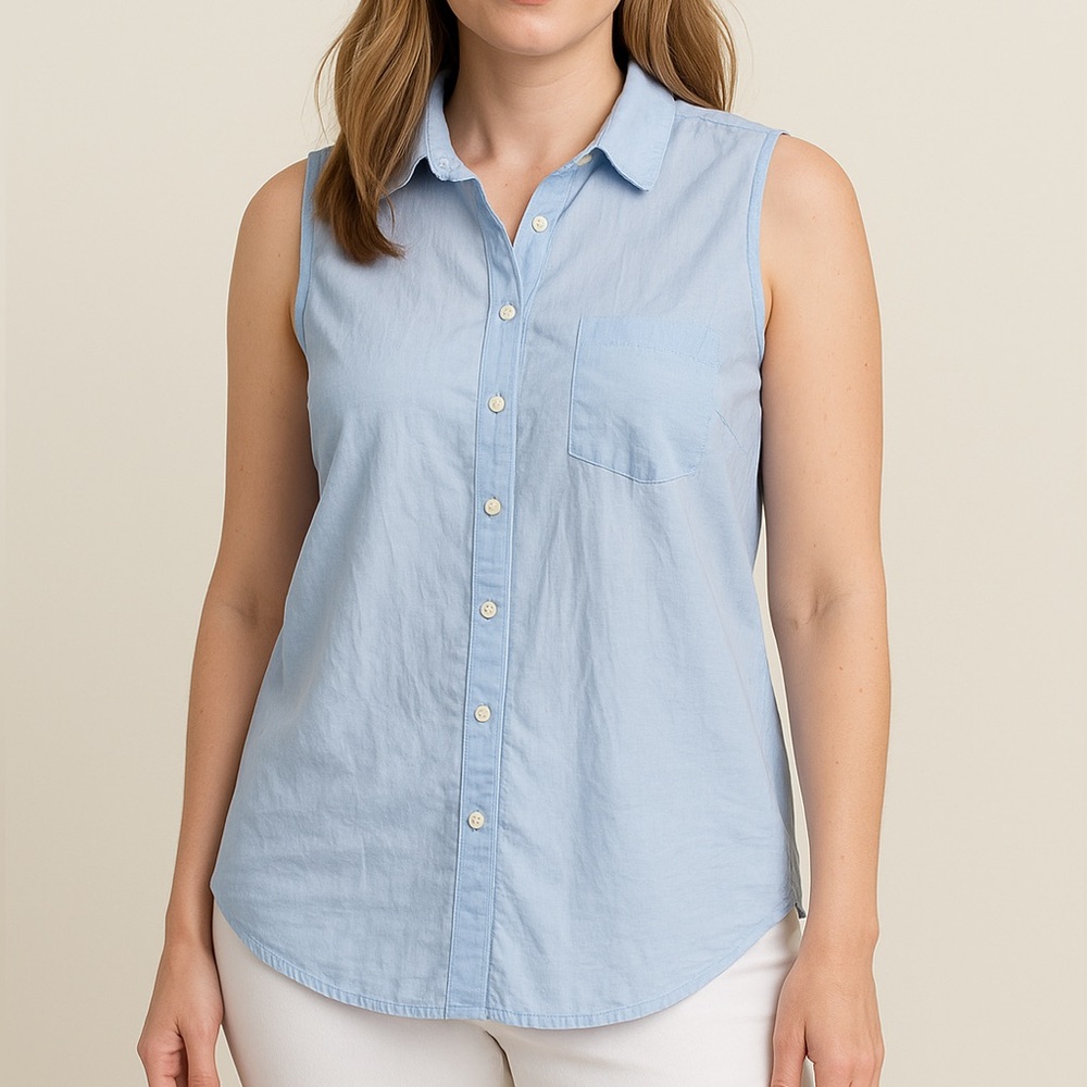 H&M Sky Blue Sleeveless Button-Down Shirt